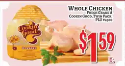 Trade Fair Supermarket WHOLE CHICKEN FRESH Grade A Cookin Good, Twin Pack, PLU #2500 offer