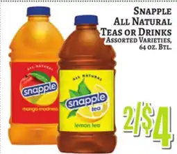 Trade Fair Supermarket SNAPPLE ALL NATURAL TEAS OR DRINKS offer
