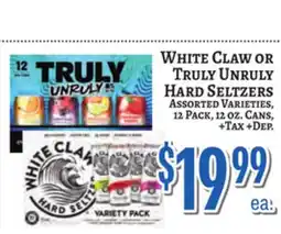 Trade Fair Supermarket WHITE CLAW OR TRULY UNRULY HARD SELTZERS offer