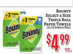 Trade Fair Supermarket BOUNTY SELECT A SIZE TRIPLE ROLL PAPER TOWELS offer