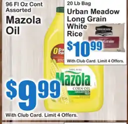 SuperFresh Mazola Oil, Urban Meadow Long Grain White Rice offer