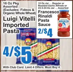 SuperFresh Luigi Vitelli Imported Pasta, Francesco Rinaldi Pasta Sauce offer