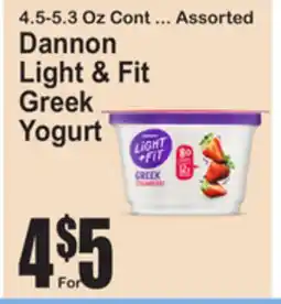 SuperFresh Dannon Light & Fit Greek Yogurt offer