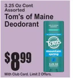 SuperFresh Tom's of Maine Deodorant offer