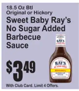 SuperFresh Sweet Baby Ray's No Sugar Added Barbecue Sauce offer