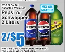 SuperFresh Pepsi or Schweppes 2 Liters offer