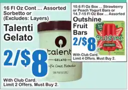 SuperFresh Talenti Gelato, Outshine Fruit Bars offer