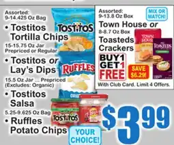 SuperFresh • Tostitos Tortilla Chips • Tostitos or Lay's Dips • Tostitos Salsa • Ruffles Potato Chips offer