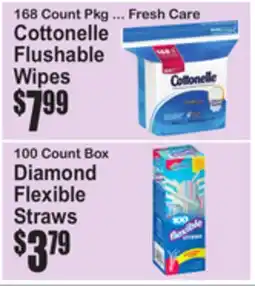 SuperFresh Cottonelle Flushable Wipes, Diamond Flexible Straws offer