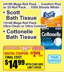SuperFresh • Scott Bath Tissue • Cottonelle Bath Tissue offer