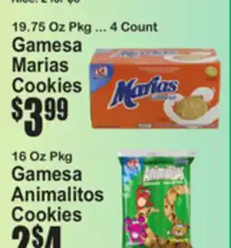 SuperFresh Gamesa Marias Cookies, 19.75 Oz Pkg ... 4 Count, Gamesa Animalitos Cookies, 16 Oz Pkg offer