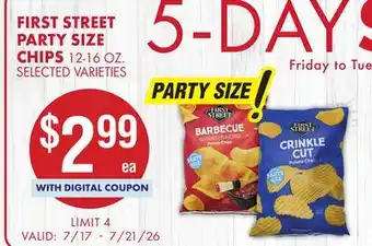 Smart & Final FIRST STREET PARTY SIZE CHIPS offer