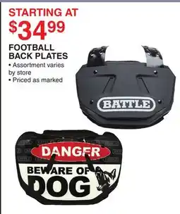 Dunham's Sports BATTLE FOOTBALL BACK PLATES offer