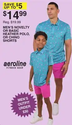 Dunham's Sports AEROLINE MEN'S NOVELTY OR BASIC HEATHER POLO, OR CHINO SHORTS offer