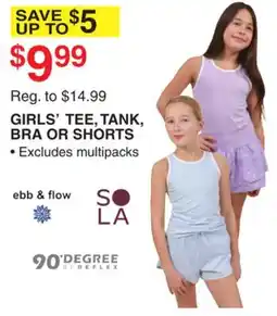 Dunham's Sports EBB & FLOW, SOLA, 90 DEGREE GIRLS' TEE, TANK, BRA OR SHORTS offer