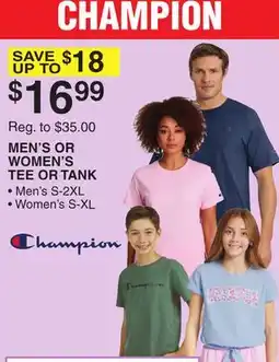 Dunham's Sports CHAMPION MEN'S OR WOMEN'S TEE OR TANK offer