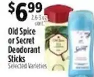 Pioneer Supermarkets Old Spice or Secret Deodorant Sticks offer