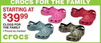 Dunham's Sports CROCS CLOGS FOR THE FAMILY offer