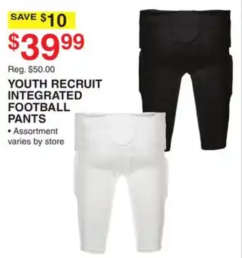 Dunham's Sports YOUTH RECRUIT INTEGRATED FOOTBALL PANTS offer