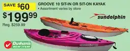 Dunham's Sports SUNDOLPHIN GROOVE 10 SIT-IN OR SIT-ON KAYAK offer