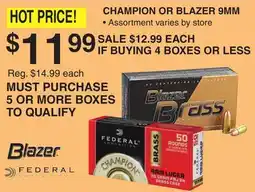 Dunham's Sports BLAZER OR FEDERAL CHAMPION OR BLAZER 9MM offer