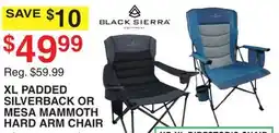 Dunham's Sports BLACK SIERRA XL PADDED SILVERBACK OR MESA MAMMOTH HARD ARM CHAIR offer