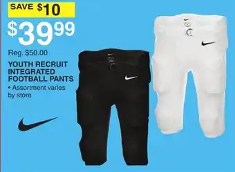 Dunham's Sports NIKE YOUTH RECRUIT INTEGRATED FOOTBALL PANTS offer
