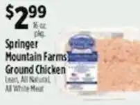 Pioneer Supermarkets Springer Mountain Farms Ground Chicken offer