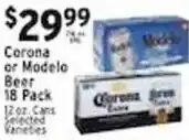 Met Foodmarkets Corona or Modelo Beer offer