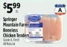 Pioneer Supermarkets Springer Mountain Farms Boneless Chicken Tenders offer