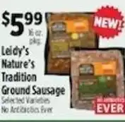Pioneer Supermarkets Leidy's Nature's Tradition Ground Sausage offer