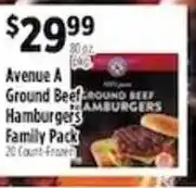 Pioneer Supermarkets Avenue A Ground Beef Hamburgers Family Pack offer