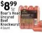 Met Foodmarkets Boar's Head Uncured Beef Knockwurst offer