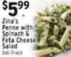Met Foodmarkets Zina's Penne with Spinach & Feta Cheese Salad offer