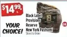 Pioneer Supermarkets Black Label Provisions Reserve New York Pastrami offer