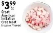 Met Foodmarkets Great American Imitation Crab Meat frozen or Thawed offer