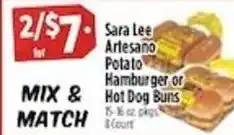 Pioneer Supermarkets Sara Lee Artesano Potato Hamburger or Hot Dog Buns offer