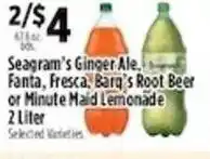 Pioneer Supermarkets Seagram's Ginger Ale, Fanta, Fresca, Barq's Root Beer or Minute Maid Lemonade offer