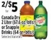 Pioneer Supermarkets Canada Dry or Snapple Drinks offer