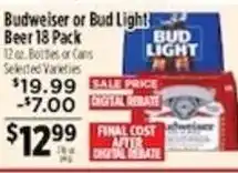 Pioneer Supermarkets Budweiser or Bud Light Beer offer