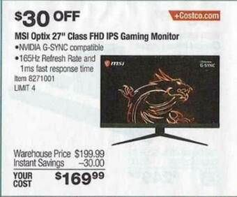 Costco Msi Optix 27 offer