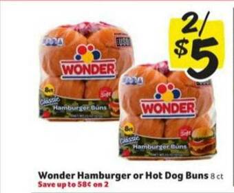Winn Dixie Wonder Hamburger Or Hot Dog Buns offer