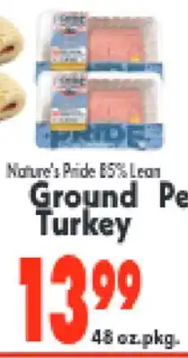 Marino's Supermarket Nature's Pride 85% Lean Ground Per Turkey offer