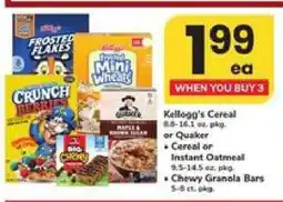 Safeway Kellogg's Cereal or Quaker Cereal or Instant Oatmeal or Chewy Granola Bars offer