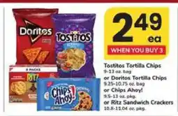 Safeway Tostitos Tortilla Chips or Doritos Tortilla Chips or Chips Ahoy! or Ritz Sandwich Crackers offer