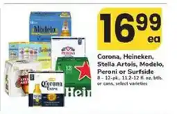 Safeway Corona, Heineken, Stella Artois, Modelo, Peroni or Surfside offer