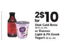 Safeway Stok Cold Brew or Dannon Light & Fit Greek Yogurt offer