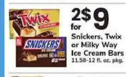 Safeway Snickers, Twix or Milky Way Ice Cream Bars offer
