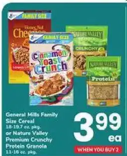 Safeway General Mills Family Size Cereal or Nature Valley Premium Crunchy Protein Granola offer