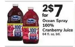 Safeway Ocean Spray 100% Cranberry Juice offer